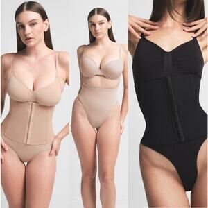 NEW Skims Seamless Sculpt Mid Waist Thong Mica Beige Shape Wear BUNDLE Size M